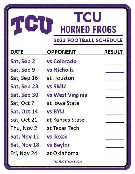 Future tcu football schedules - ٥ رجب ١٤٤٤ هـ ... Texas Christian at Mississippi State, 3 p.m., ESPN2: TCU is sizzling and up to No. 13 in the NET. Mississippi State is 59th. 7. Florida at ...